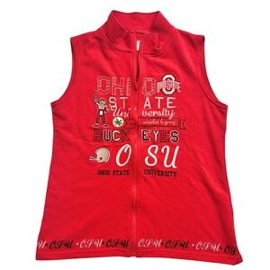 Ohio State Buckeyes OSU Full Zip Sweatshirt Vest Scarlet Series Red Large